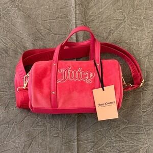 Juicy Couture Queen of Everything Mini Barrel Bag Pink Velour 11JCCOBJC-FL NEW